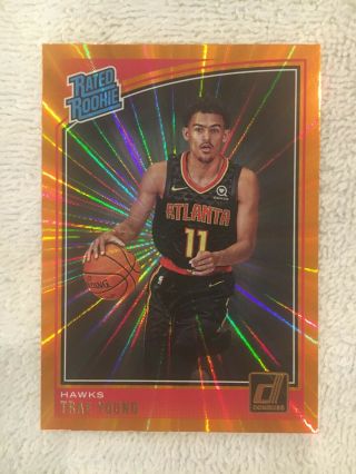 2018 - 19 Trae Young Panini Donruss Orange Laser Rated Rookie Rc 198 Rare