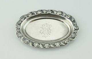 1890 Antique Sterling Silver Frank Whiting & Co Trinket Dish Pin Tray Mono 