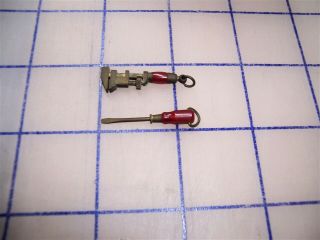 Antique Brass Pipe Wrench And Screw Driver Miniature Dollhouse/charm 1 1/4 " Long
