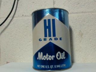 Vintage Rare Hi Grade Motor Oil 1 Quart Composite Can