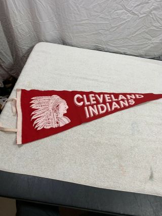 Rare Vtg 1950s Cleveland Indians Chief White Headres Only 1 On Ebay Red Pennant