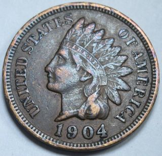 1904 Xf - Au Us Indian Head Penny 1 Cent Antique Old U.  S.  Currency Money Coin