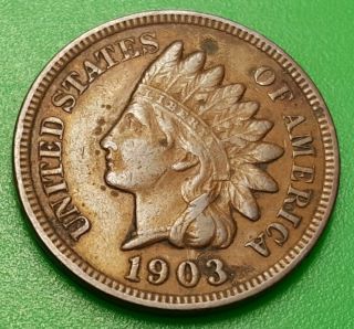 1903 Xf Us Indian Head Penny Cent Antique Vintage U.  S.  Currency Money Usa Coin
