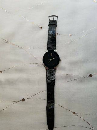 Movado Museum Swiss Quartz Black Dial Leather Strap Ladies Watch 98a28888
