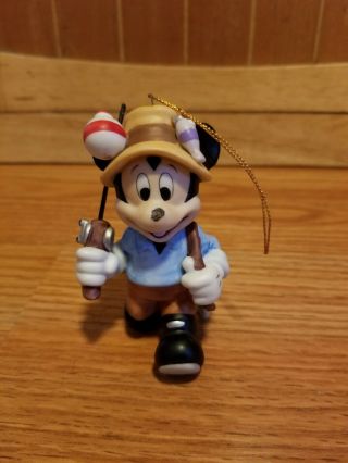 Vintage Mickey Mouse Fisherman Christmas Ornament,  Glass,  Rare