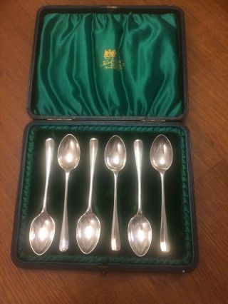 Set Of 6 Vintage Solid Silver Teaspoons Cased From Kent & Son Manchester