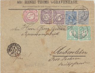 100) Nederland 1897 Advertising Cover Rare 5 Color Franking To Aschersleben