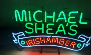 Vintage Michael Sheas’s Irish Amber Neon Beer Sign Bar Tavern 3 Color Rare