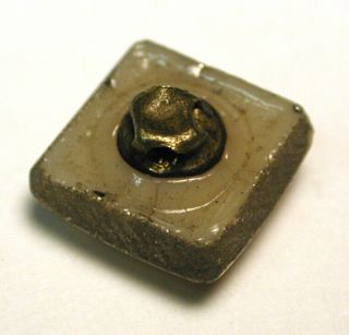 Antique Victorian Glass Button Square Flower w/ Gold & Silver Luster 1/2 