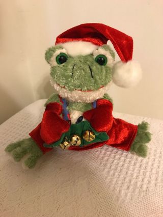 Christmas Animated Musical Plush Frog Sings Jumpin Jiminy Christmas Rare