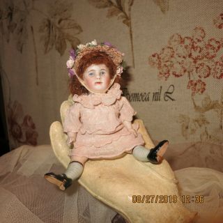 Hand Made Dress And Straw Hat For 5 " Antique Bisque Doll
