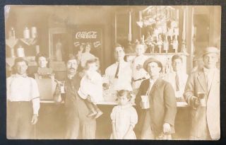 Antique 1910’s East Chicago,  Indiana Soda Shop,  Alex Pera,  Coca Cola Rppc Postcard