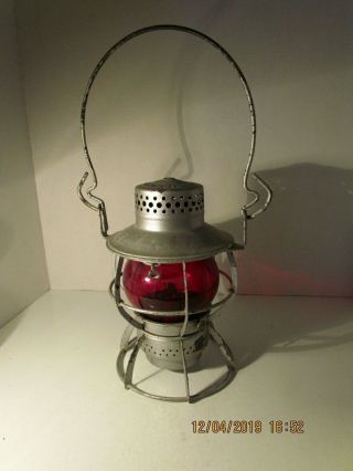 Antique Vintage Dressel Railroad Lantern Red Globe
