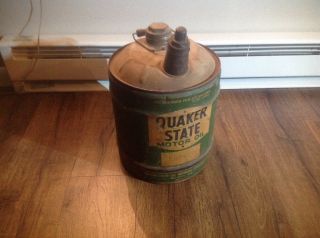 Rare Early Vintage Quaker State 5 Gallon Motor Oil Can Shape