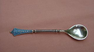 Antique David Andersen Sterling Enamel Salt Spoon 2 1/2 ",  C.  1888 - 1925
