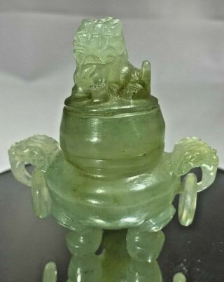 Antique Chinese Footed Jade Censer W/foo Dog Lid And Handles Old Estate