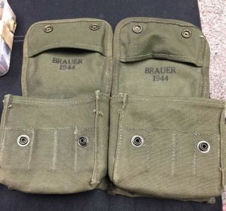 RARE WW II US Army Medical Corps Web Belt First Aid Kit Pouches with Supplies 2