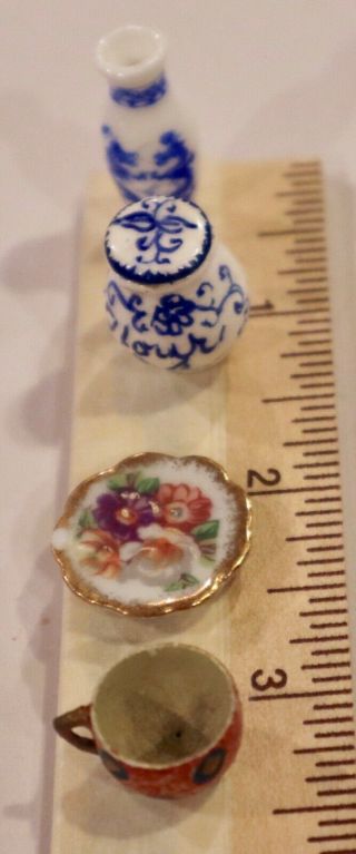 Antique Miniature Handpainted Porcelain Fancy Items For Dollhouse