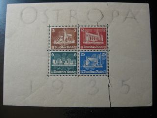 Third Reich Mi.  Block 3 Rare Mnh Ostropa Stamp Sheet Cv $1,  325.  00