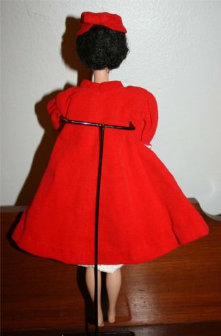 Vintage Barbie Red Velvet Flair Coat w/ Hat and Clutch Purse 939 (1962 - 65) 2