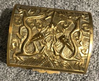 Brass Dragon Chest - Small Hinged Box With Wood Inside