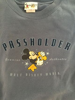 Vintage RARE Walt Disney World Passholder T Shirt Mens 2X MICKEY MOUSE Blue AUTH 3