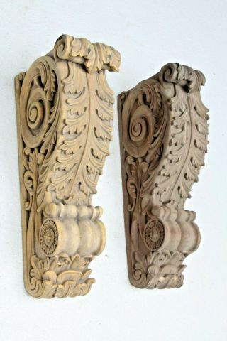 2 X Hand Carved Wooden Gothic Fancy Bracket Carvings