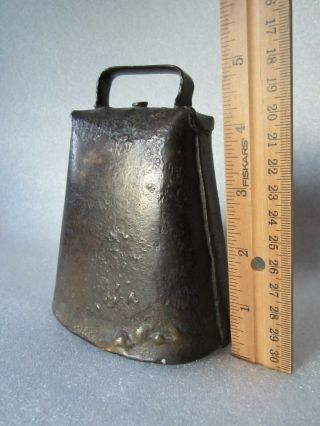 Antique Rustic Hand - Forged Bronze Metal Cow Bell Agricultural Salvage