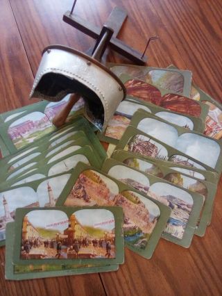 Antique 1904 Stereoscopic Viewer W/32 Cards 12 Cards 1904 St.  Louis World 