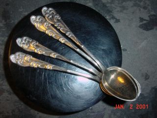Set 4 Danish Silver Demi Tasse Spoons 1920s Christian F.  Heise Denmark