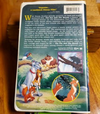 The Fox and the Hound (VHS,  1994) BLACK DIAMOND ADDITION,  RARE,  The Classics. 3