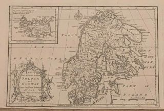 1773 Sweden Norway Iceland Antique Map By John Gibson 246 Years Old