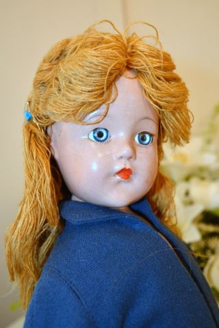 17 ½” Effanbee Little Lady Anne Shirley With Yarn Hair Composition Doll