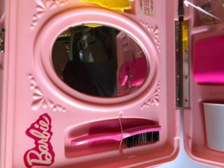 Vintage Barbie Vanity Hard Case 1973 Mattel Pink Curlers toothbrush Mirror 3