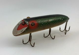 Vintage Wood Fishing Lure Glass Eyes Heddon Basser Salmon Red/green Color Parts