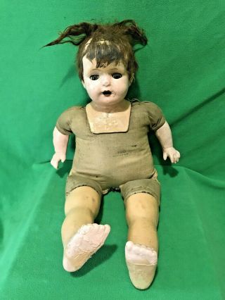 Vtg ”spooky” 1920s Averill Am Co Bisque Composition Baby Girl Doll 19 " Tall