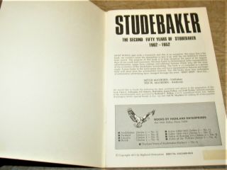 STUDEBAKER History BOOK 1902 - 1952 Rare Out of Print 2nd Second Fifty 50 Years 3