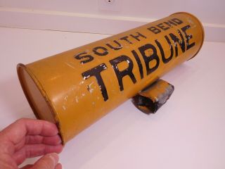 Rare Vintage " South Bend Tribune " Embossed Metal Newspaper/mailbox