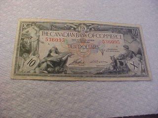 1935 The Canadian Bank Of Commerce $10 Note Attractive Rare Canada Note