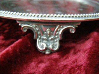 Silver Plated Engraved Calling Card Tray Tea Pot Stand Art Nouveau Ornate feet 3