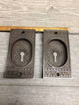 Antique Vintage Cast Iron Victorian Eastlake Door Lock Key Hole Plate