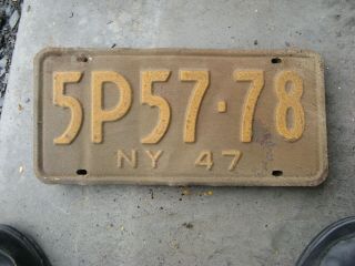 1947 47 York Ny License Plate Tag Rustic Antique 5p - 57 - 78