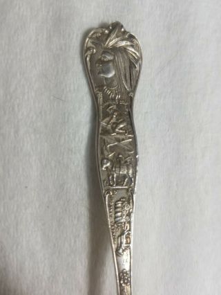 Denver Colorado Capitol Miner & Indian Sterling Silver Souvenir Spoon 17 Gram
