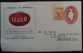 Rare Undated Australia 2d Red Pre Printed Kgv1 Ptpo Envelope - Leggo 