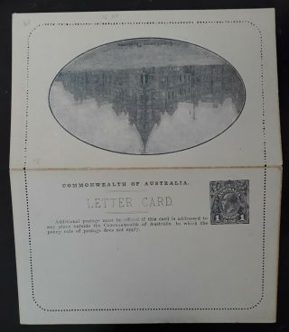 Rare 1914 - Australia 1d Deep Grey Blue Pre Printed Kgv Letter Card - City Court