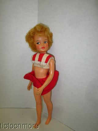 Vintage Ideal Tammy Sister Pepper Doll P9 - 3 Blonde W/ Red/swhite Swim Set