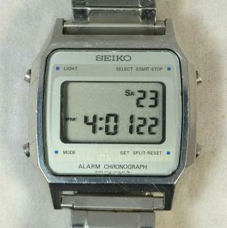 Vintage Stainless Seiko Alarm - Chronograph Lcd Digital Men 
