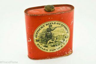 Vintage Rare Small Kentucky Rifle Gunpowder Tin By Hazard Powder Co.