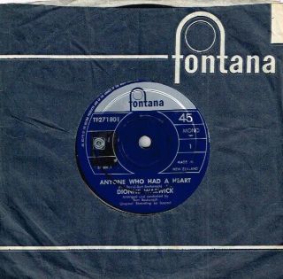 Dionne Warwick - Anyone Who Had A Heart - Rare 7 " 45 Record - N.  Z Pressing 1964