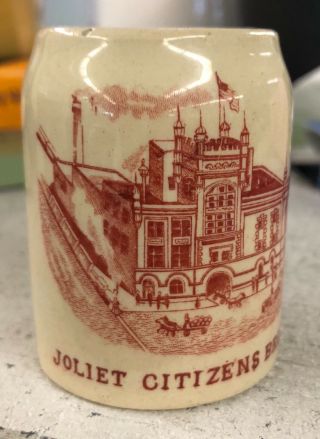 Rare Joliet Citizens Brewing Co.  Mini Stein 2 3/8 Tall 1 3/4 Wide Early 1900s